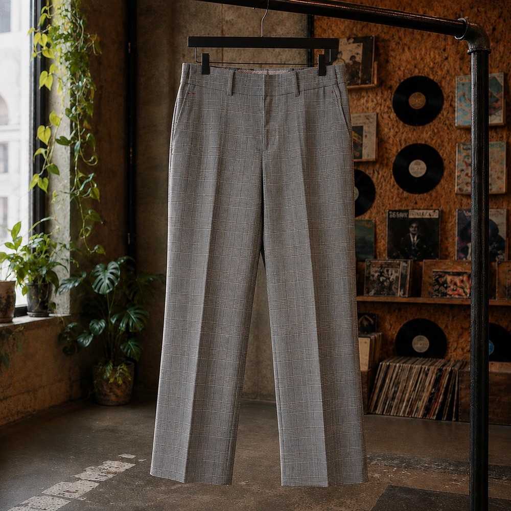 Tommy Hilfiger Glen Plaid Trousers Grey Black Checked Dress Pants‎ Womens 4